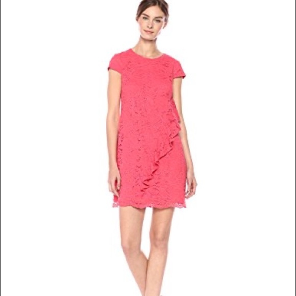 💖Vince Camuto Women's Lace Ruffle Shift Dress